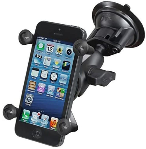Ram Mounts RAM-B-166-A-UN7U Saugnapf X-Grip Kurzarm Halterung. Schwarz. Fixiert Mobilgeräte auf glatten Flächen.