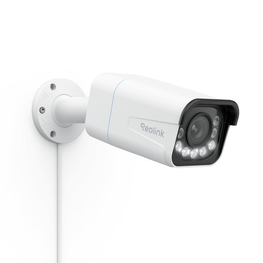 Reolink RLC-811A 4K PoE Outdoor Kamera - Smarte Erkennung, Zoom. Weißes, kompaktes Gehäuse. Sichert Außenbereiche.