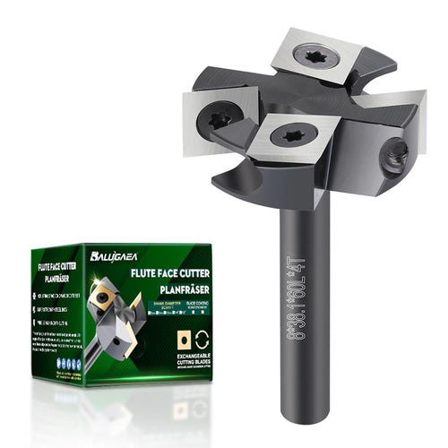 BALUGAEA Planfräser 8 mm Schaft 38,1 mm mit 4 HM-Wendeplatten, Fräserkörper aus Kohlenstoffstahl