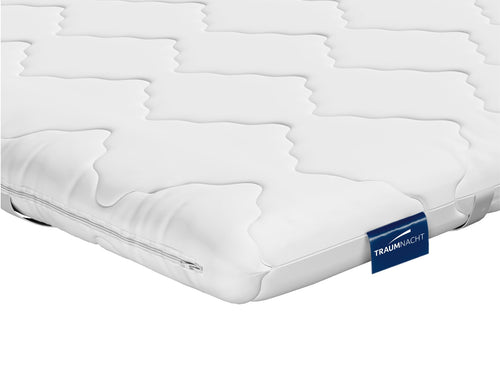 Traumnacht Orthopädischer Memory Foam Topper - 120x200 cm. Rechteckige, weiße Memory Foam Matratzenauflage zur orthopädischen Druckentlastung.