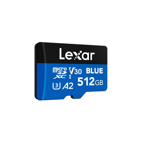 Lexar Blue microSDXC Karte 512GB UHS-I U3 V30 A2 160 MB/s in Blau für Smartphones, Tablets und Action-Kameras