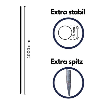 Schnureisen 10er Set – 1000 mm Länge, Ø 18 mm