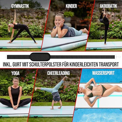 AERONE Airtrack Turnmatte aufblasbar für Gymnastik 4m - Mint