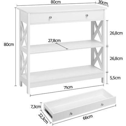 Yaheetech Konsolentisch Schublade, 2 Ablagen, X-Beine - 80x30x80cm