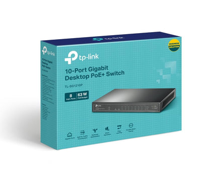 TP-Link TL-SG1210P 10 Port Gigabit PoE LAN Switch - 63W Schwarz