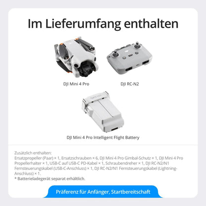 DJI Mini 4 Pro Faltbare 4K Drohne – RC-N2 Fernsteuerung