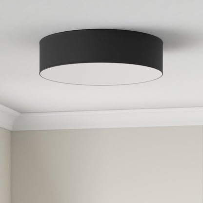 REV Rund 50cm Stoff Vintage Deckenleuchte - Schwarz