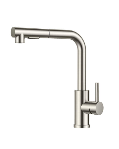 FORIOUS Küchenarmatur L-förmig Ausziehbar Edelstahl mit Brause. Wasserhahn für Küchenspülen mit ausziehbarer Brause.