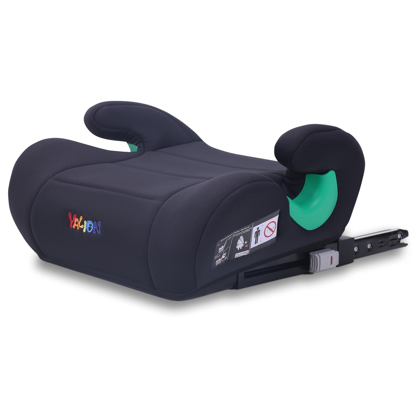 YALION Sitzerhöhung Auto Kinder mit ISOFIX, i-Size R129, Schwarz – Kindersitz mit extra dicker Polsterung