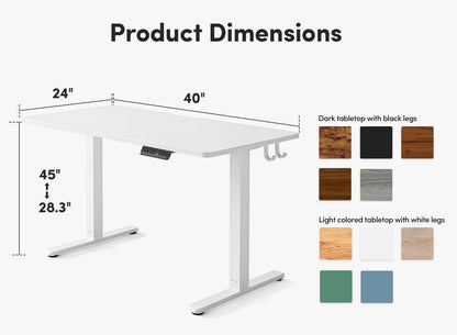 FEZIBO Schreibtisch Höhenverstellbar Elektrisch - USB-C 100x60 Weiss