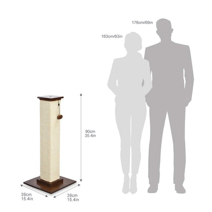 Amazon Basics Hoher Katzenkratzbaum gross - Holz, 89cm Höhe