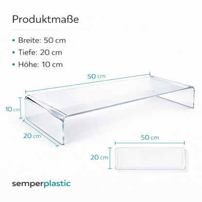 semper plastic Monitorständer aus Acrylglas – Bildschirmerhöhung 10 cm