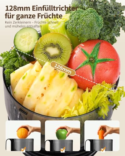 ZACHVO Kaltpress Slow Juicer Entsafter – 130mm Einfüllschacht