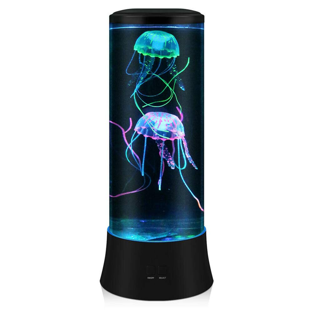 POYO Quallenlampe LED Lavalampe mit Farbwechsel, 38 cm, transparente fluoreszierende Quallen, farbwechselnde LEDs