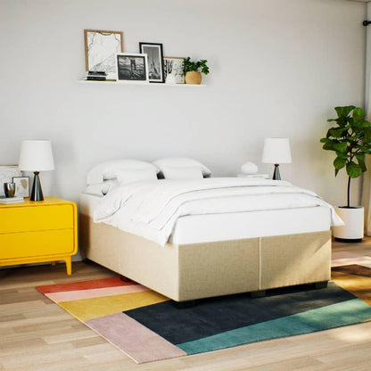 vidaXL Modernes Polsterbett Doppelbett - Creme 160x200cm Stoff