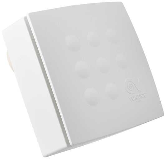 Vortice Quadro: Zentrifugal-Absaugung weiss für Bad & WC. Quadratisches weißes Gerät zur effizienten Entlüftung von Feuchtigkeit und Gerüchen aus Nassräumen.