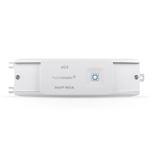 Homematic IP Smart Home Universal Schaltaktor 0-10V Unterputz 154761A0. Weißes Modul steuert 0-10V-Beleuchtung.