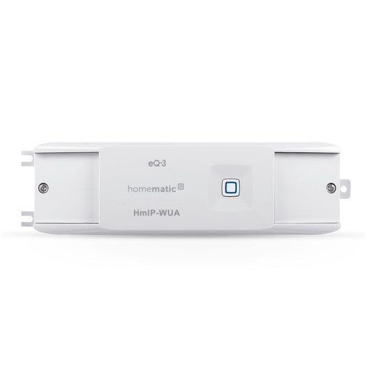 Homematic IP Smart Home Universal Schaltaktor 0-10V Unterputz 154761A0. Weißes Modul steuert 0-10V-Beleuchtung.