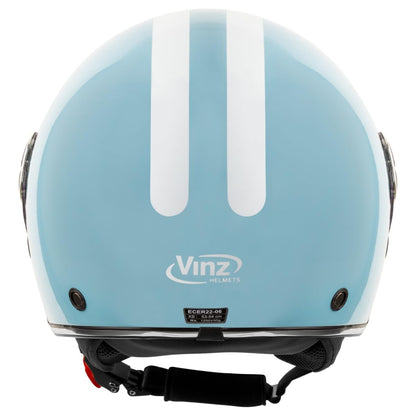 VINZ Arenas Motorrad Jethelm mit Doppelvisier - Hellblau