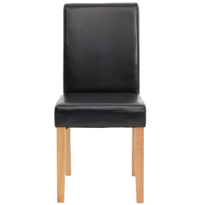 Mendler Littau 4er-Set Esszimmerstuhl Kunstleder Schwarz, helle Beine