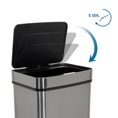 hjh OFFICE 830045 CLEAN IV Sensor Mülleimer 60L Edelstahl Silber