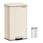 SONGMICS Tretmülleimer 40 Liter aus Stahl mit Softclose, sandbeige, mit Deckel und Tretpedal