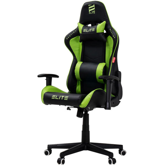 ELITE MG200 Destiny Gaming Stuhl, ergonomischer Gaming- und Bürostuhl in Schwarz-Grün. Für Komfort bei langen Sitzzeiten.