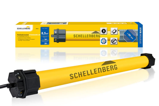 Schellenberg 20620 Rolladenmotor MAXI Standard 20 Nm – 60mm Welle. Silberner Rohrmotor für 60mm Rollladenwellen.