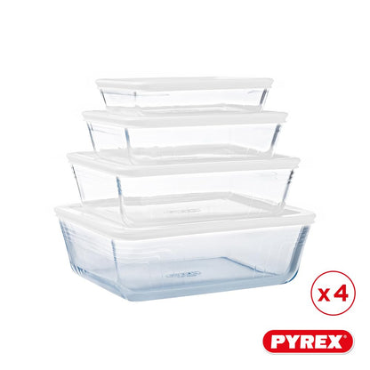 Pyrex Cook & Freeze Glasformen Set, 4-teilig, mit luftdichtem Deckel