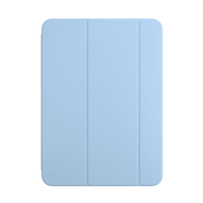 Apple Smart Folio Schutzhülle für iPad (A16) – Himmel. Dünne, himmelblaue Hülle, schützt das iPad und dient als Standfuß.