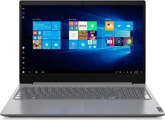 Lenovo 15,6" Full-HD Notebook 7323 – N5100 1TB SSD, silbernes, geöffnetes Notebook zur mobilen Datenverarbeitung.