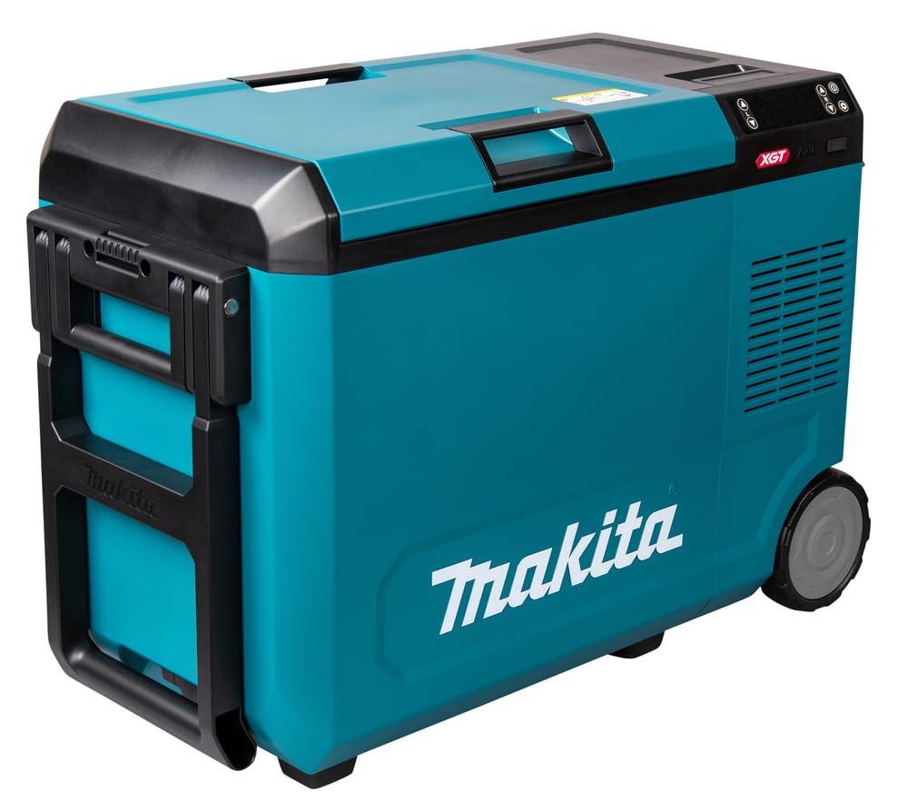 Makita CW004GZ Akku-Kühl-/Wärmebox – 40V max. 29 Liter. Blaue/schwarze Box kühlt und wärmt Lebensmittel mobil.