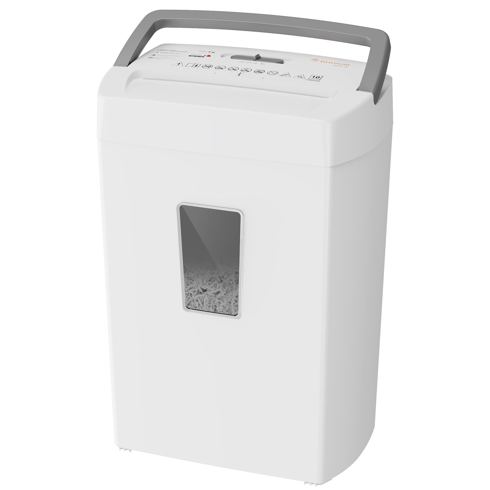 Bonsaii C275-B Aktenvernichter Mikroschnitt P4 – 10 Blatt. Schwarzer Aktenvernichter für P4-Mikroschnitt-Vernichtung von 10 Blatt Papier.