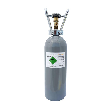 ich-zapfe CO2 Gasflasche 2kg Aluminium gefüllt. Zylindrisch, silbern. Zum Zapfen von Getränken.