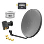 ARLI Sat-Anlage 60 cm mit Quad LNB, 15 m Koaxialkabel und Satfinder, ovale Stahlantenne in Dunkelgrau