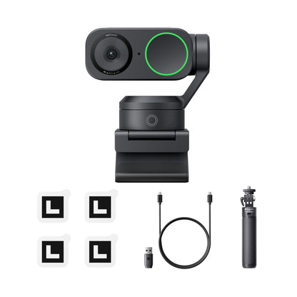 Insta360 Link 2 4K AI Webcam - Stativ Bundle für PC/Mac. 4K AI Webcam mit Gimbal und Stativ. Für scharfe Videokonferenzen an PC/Mac.