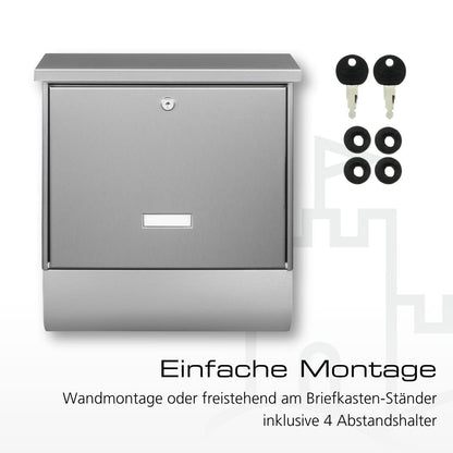 BURG-WÄCHTER AMZ 2500 NI Briefkasten mit Zeitungsfach – Edelstahl