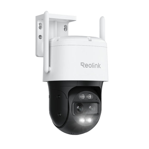 Reolink TrackMix WiFi 4K 8MP Wi-Fi 6 PTZ Dual-Objektiv Aussenkamera, 4K PTZ-Kamera mit zwei Objektiven zur Außenbereichsüberwachung.