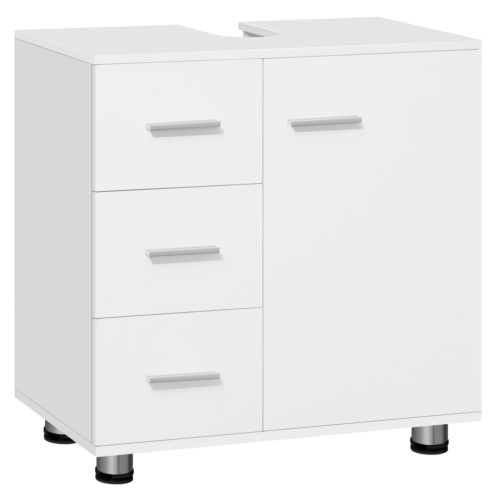 EUGAD Waschbeckenunterschrank Badmöbel - Weiss, 3 Schubladen, 60cm. Verdeckt Siphon, bietet Stauraum unter Waschbecken.