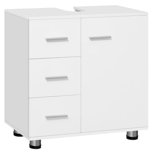 EUGAD Waschbeckenunterschrank Badmöbel - Weiss, 3 Schubladen, 60cm