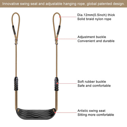 SELEWARE Kunststoff-Schaukelsitz Baumschaukel-Set – Schwarz 2er-Pack