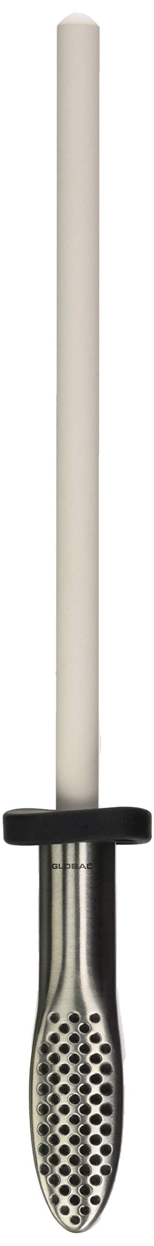 Global G-74 Keramischer Schleifstab | Wetzstahl 22 cm, weißer Keramikstab zum Abziehen und Schärfen von Messerklingen.