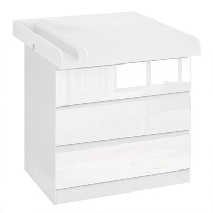 WOLTU Wickelkommode WT010ws mit Wickelaufsatz, 3 Schubladen, weiss