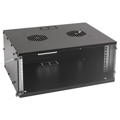 HMF 65704-02 Netzwerkschrank 19 Zoll 4 HE 400 mm Glastür Schwarz