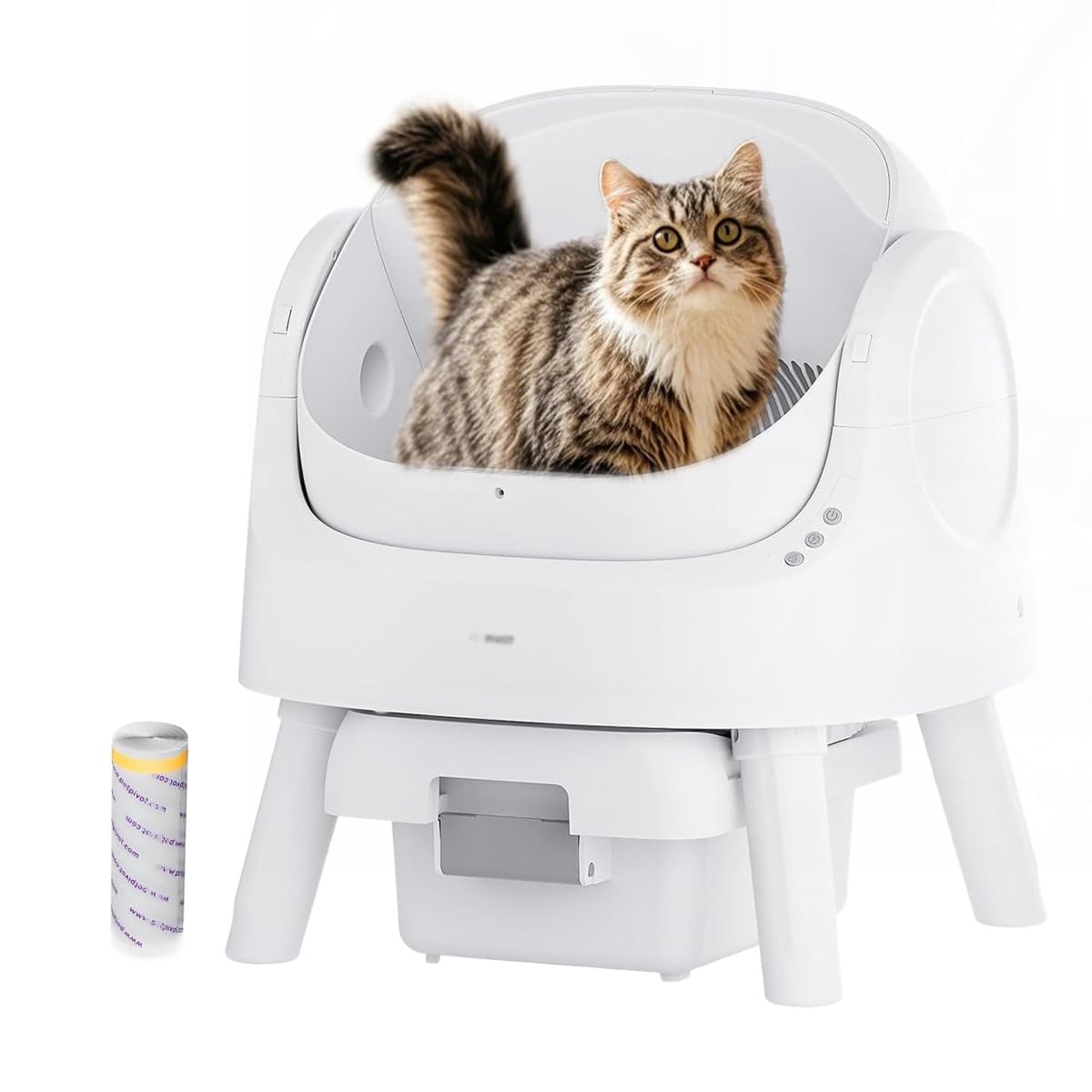 PetPivot Selbstreinigende Katzentoilette AS15 – Offenes Design, automatische Reinigung nach jedem Toilettengang