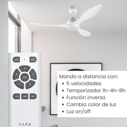 FARO BARCELONA Polaris Deckenventilator 132cm Weiss 3-Flügel LED