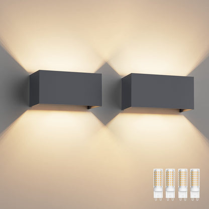 Klighten LED Wandleuchte G9 Innen/Aussen – Anthrazit 2er-Set Warmweiss
