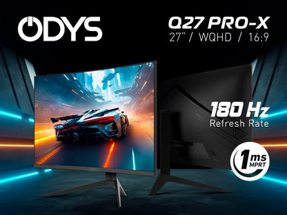ODYS Q27 PRO-X Curved Gaming Monitor - 27 Zoll WQHD 180 Hz