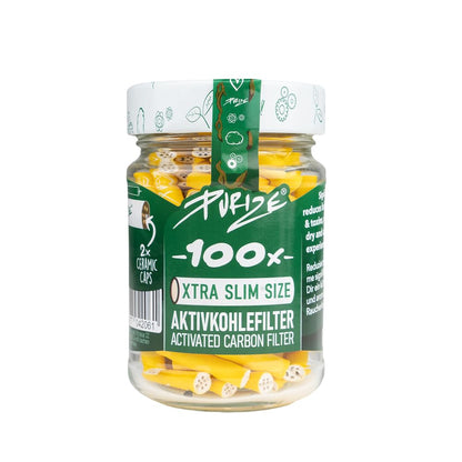 PURIZE® Glas I XTRA Slim Size Aktivkohlefilter – 5x 100