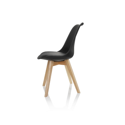 hjh OFFICE Scandi Esszimmerstühle Schwarz – 4er Set Buche Beine
